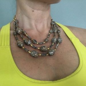 Short Brown & Black & White Necklace